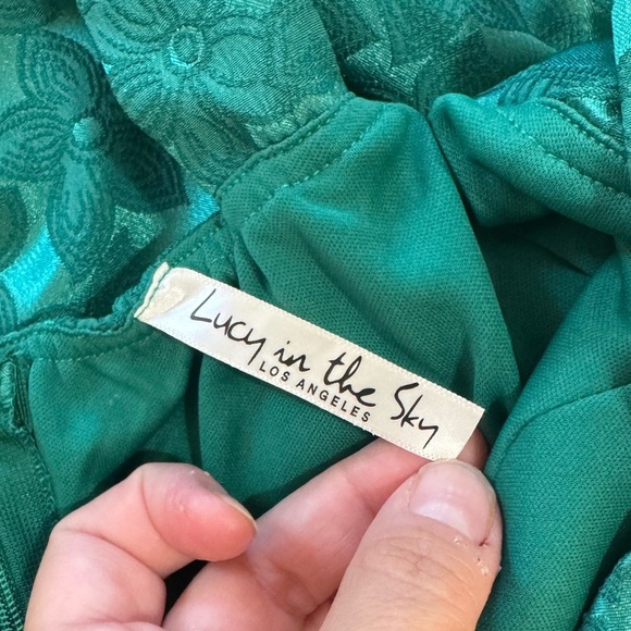 Women’s Lucy in the sky Neila green w/ floral print sleeveless dress Small - Picture 5 of 6